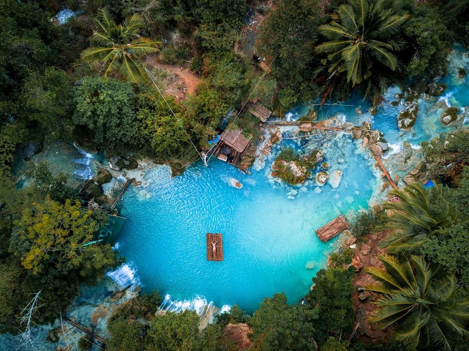drone view of Cambugahay Falls, Siquijor