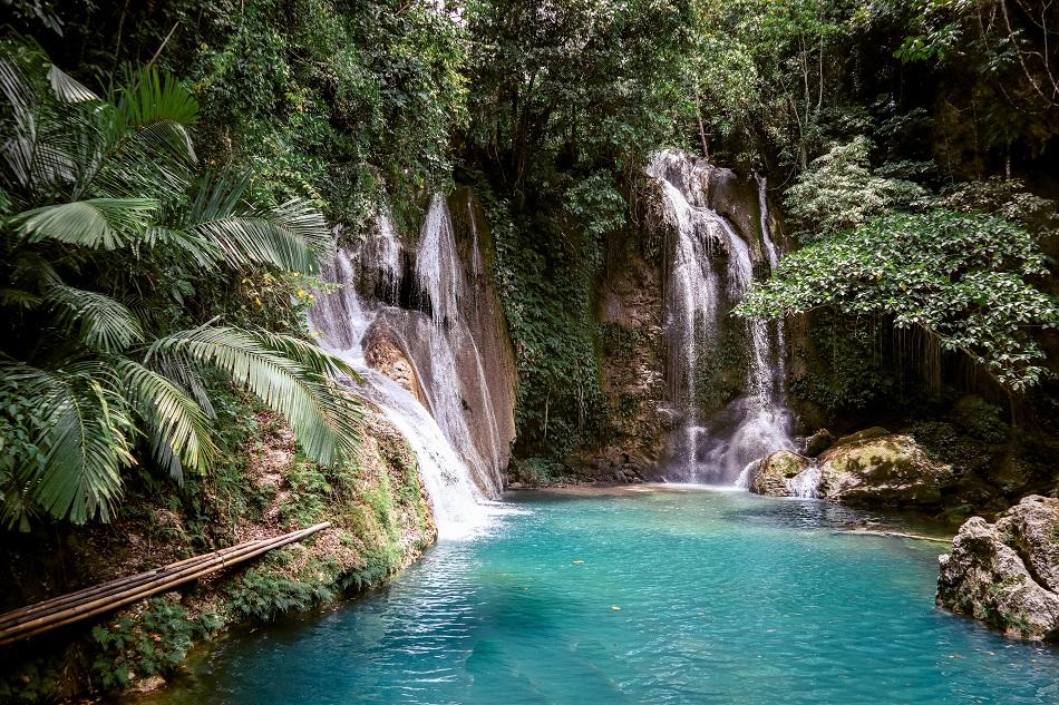 Dimiao Twin Falls bamboo bridge in Bohol