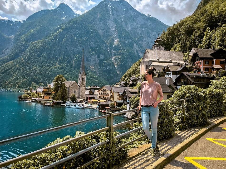 Girl at Hallstatt lookout point