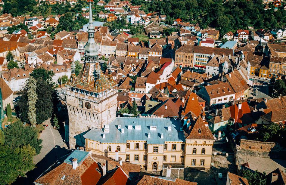 Clock Tower and History Museum in Sighisoara Fortress Romania