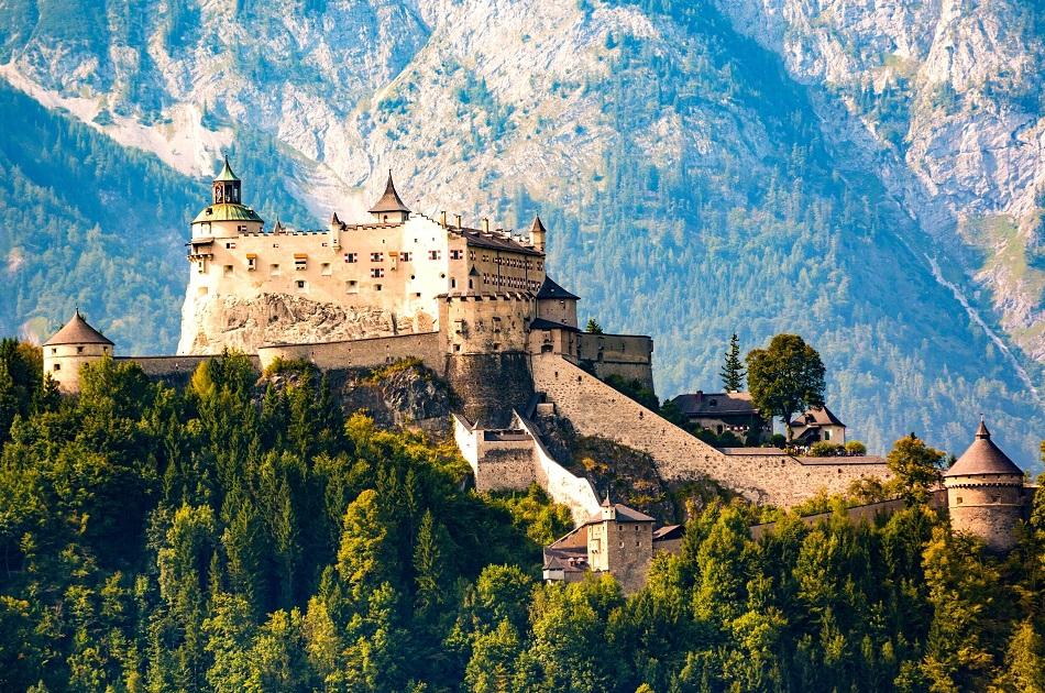 Hohenwerfen Castle drone view
