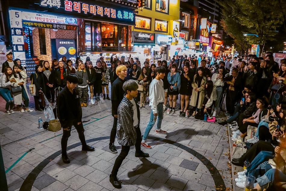 K-pop performance in Hongdae, Seoul