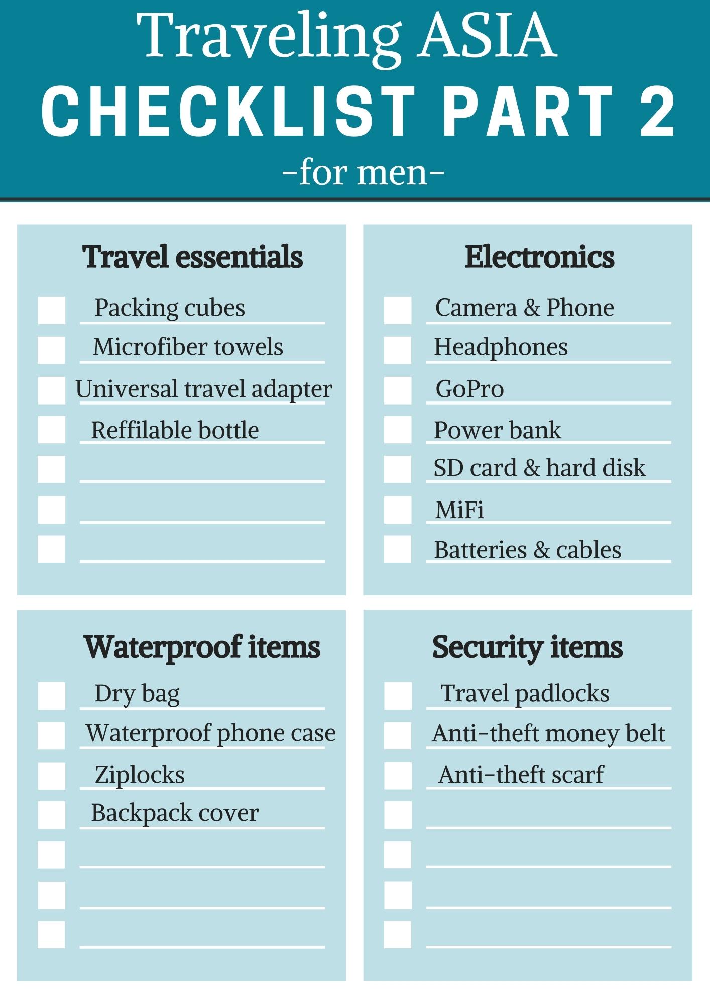 backpacking packing list, asia backpacking packing list, packing list for southeast asia, south east asia packing list, what to pack southeast asia
