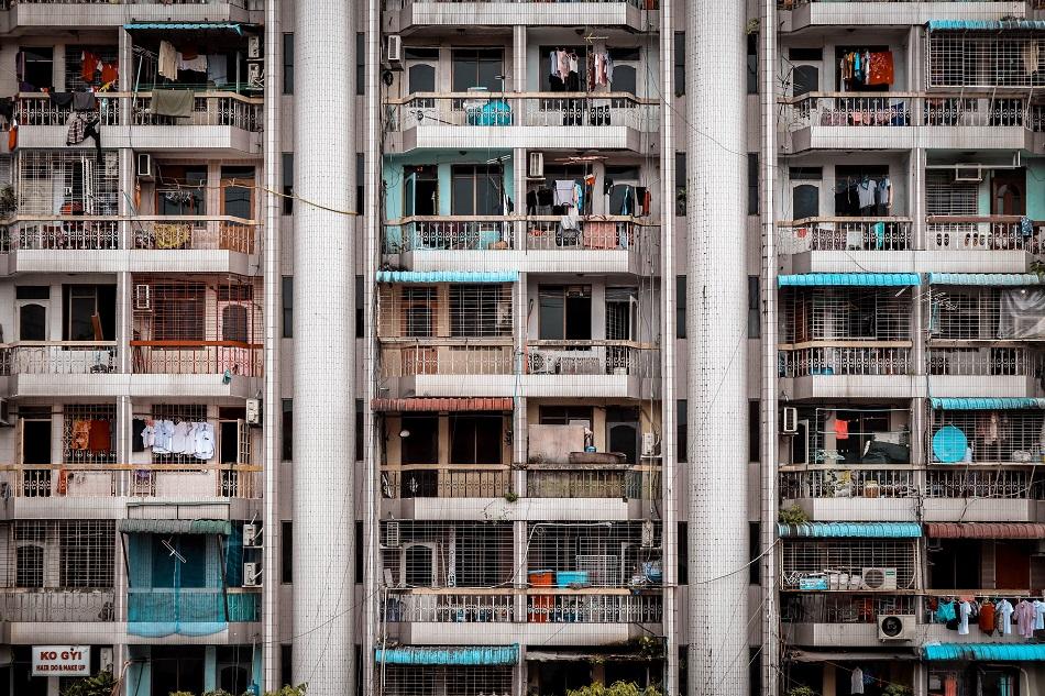 Yangon city building facade